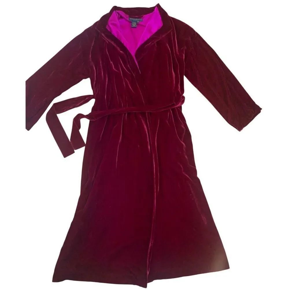 NEW NWOT Donna Karan Intimates black label RED VELVET VELOUR Long Lounge Bath Ro